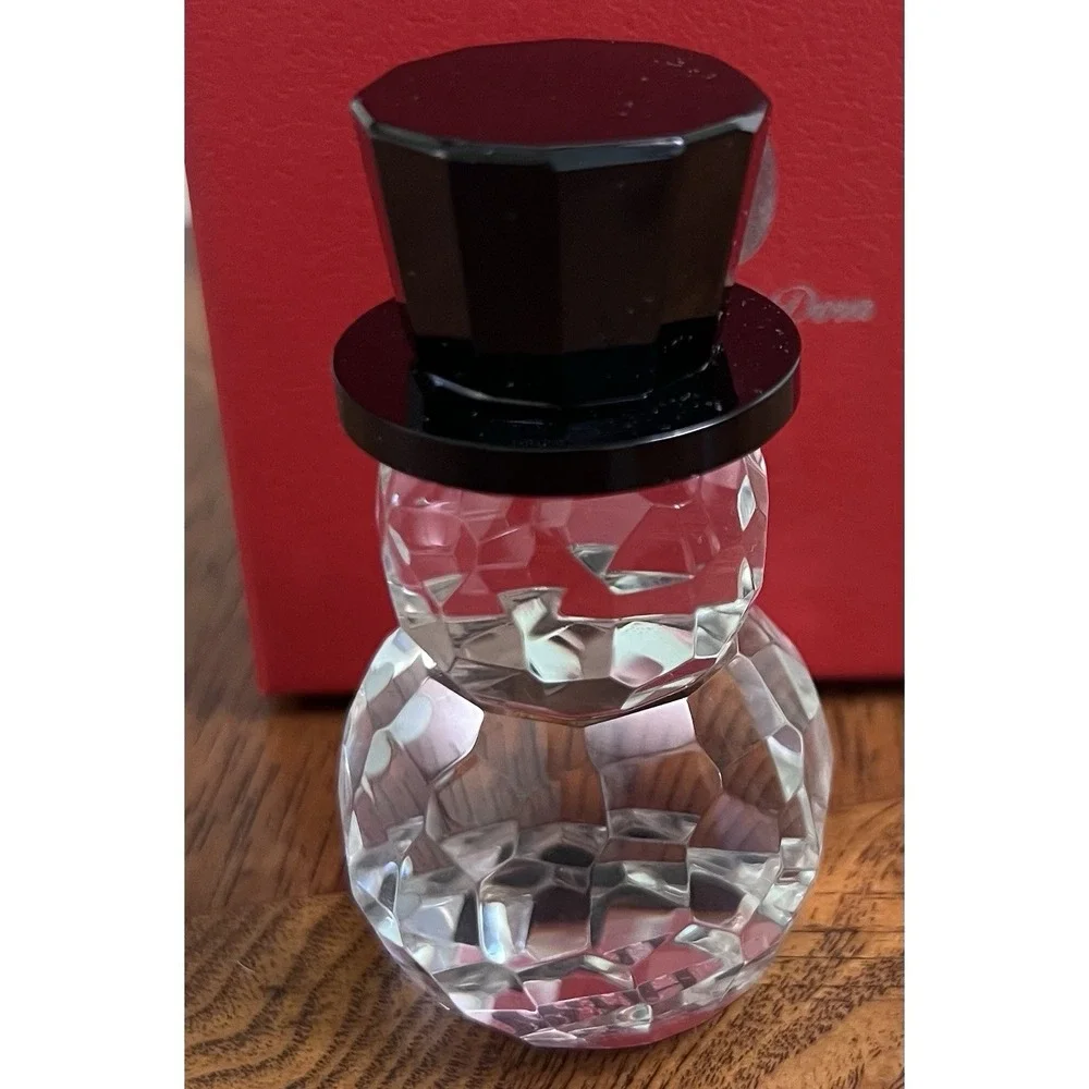 Crystal Snowman Clear  Christmas Figurine / Figure ~ Hyaline & Dora ~ H&D ~ New